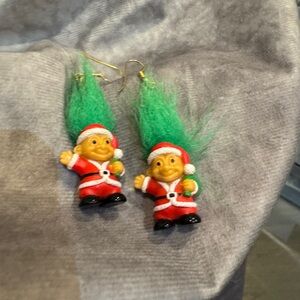 Vintage Troll‎ Doll Santa Earrings